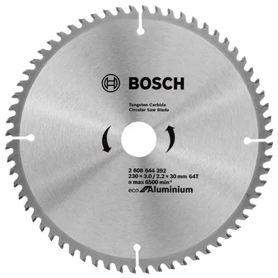 Диск циркулярен за рязане Bosch на алуминий с HM пластини 230 мм, 30 мм, 2.2 мм, 64 z, Eco for Aluminium