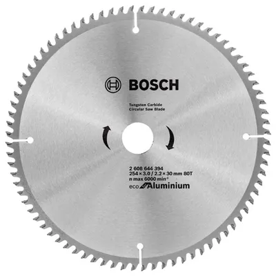 Диск циркулярен за рязане Bosch на алуминий с HM пластини 254 мм, 30 мм, 2.2 мм, 80 z, Eco for Aluminium