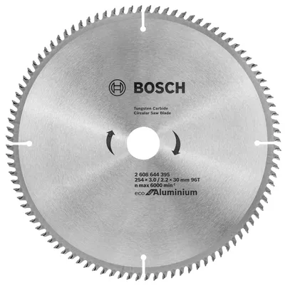 Диск циркулярен за рязане Bosch на алуминий с HM пластини 254 мм, 30 мм, 2.2 мм, 96 z, Eco for Aluminium