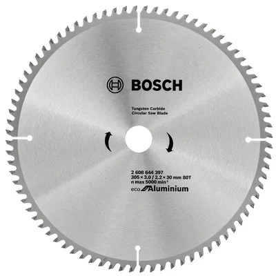Диск циркулярен за рязане Bosch на алуминий с HM пластини 305 мм, 30 мм, 2.2 мм, 80 z, Eco for Aluminium
