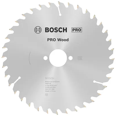 Диск циркулярен за рязане Bosch на дърво фино напречно надлъжно с HM пластини 190 мм, 30 мм, 1.6 мм, 36 z, PRO Wood