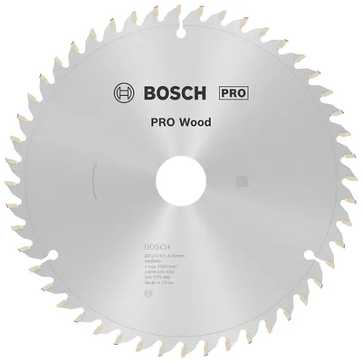 Диск циркулярен за рязане Bosch на дърво фино напречно надлъжно с HM пластини 210 мм, 30 мм, 1.4 мм, 48 z, PRO Wood