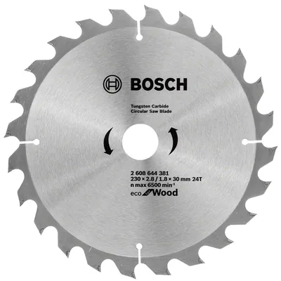 Диск циркулярен за рязане Bosch на дърво грубо напречно с HM пластини 230 мм, 30 мм, 1.8 мм, 24 z, Eco for Wood