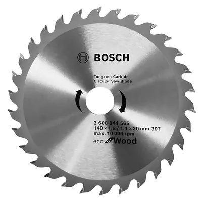 Диск циркулярен за рязане Bosch на дърво грубо с HM пластини 140 мм, 20 мм, 1.1 мм, 30 z, Eco for Wood
