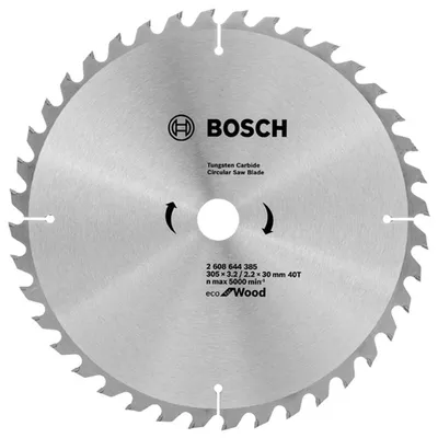 Диск циркулярен за рязане Bosch на дърво грубо с HM пластини 305 мм, 30 мм, 2.2 мм, 40 z, Eco for Wood