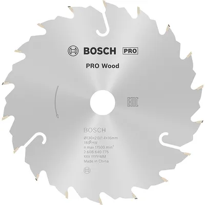 Диск циркулярен за рязане Bosch на дърво напречно надлъжно с HM пластини 130 мм, 16 мм, 1.4 мм, 18 z, PRO Wood