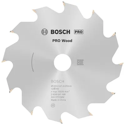 Диск циркулярен за рязане Bosch на дърво напречно надлъжно с HM пластини 140 мм, 20 мм, 1.4 мм, 12 z, PRO Wood