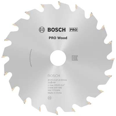 Диск циркулярен за рязане Bosch на дърво напречно надлъжно с HM пластини 140 мм, 20 мм, 1.4 мм, 20 z, PRO Wood