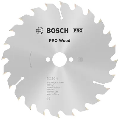 Диск циркулярен за рязане Bosch на дърво напречно надлъжно с HM пластини 160 мм, 20 мм, 1.2 мм, 24 z, PRO Wood