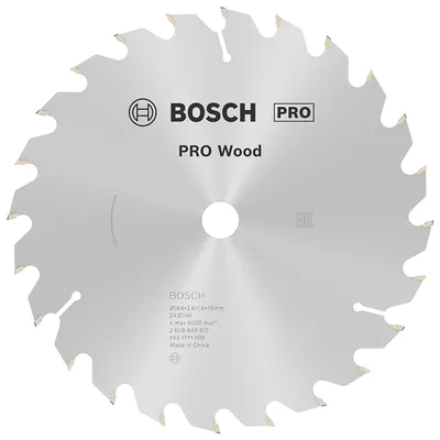 Диск циркулярен за рязане Bosch на дърво напречно надлъжно с HM пластини 184 мм, 16 мм, 1.6 мм, 24 z, PRO Wood