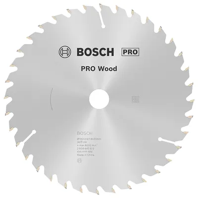 Диск циркулярен за рязане Bosch на дърво напречно надлъжно с HM пластини 190 мм, 20 мм, 1.6 мм, 36 z, PRO Wood