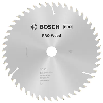 Диск циркулярен за рязане Bosch на дърво напречно надлъжно с HM пластини  190 мм, 20 мм, 1.6 мм, 48 z, PRO Wood