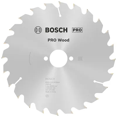 Диск циркулярен за рязане Bosch на дърво напречно надлъжно с HM пластини 190 мм, 30 мм, 1.3 мм, 24 z, PRO Wood