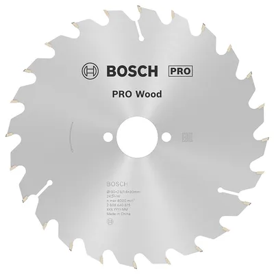 Диск циркулярен за рязане Bosch на дърво напречно надлъжно с HM пластини 190 мм, 30 мм, 1.6 мм, 24 z, PRO Wood