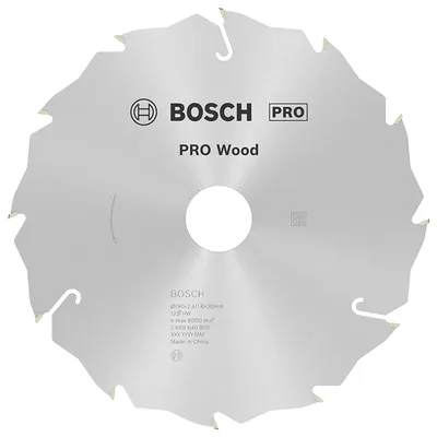Диск циркулярен за рязане Bosch на дърво напречно надлъжно с HM пластини 190 мм, 30 мм, 1.8 мм, 12 z, PRO Wood