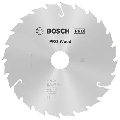 Диск циркулярен за рязане Bosch на дърво напречно надлъжно с HM пластини 190 мм, 30 мм, 1.8 мм, 24 z, PRO Wood