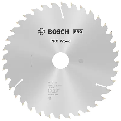 Диск циркулярен за рязане Bosch на дърво напречно надлъжно с HM пластини 210 мм, 30 мм, 1.8 мм, 36 z, PRO Wood