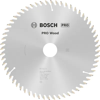 Диск циркулярен за рязане Bosch на дърво напречно надлъжно с HM пластини  210 мм, 30 мм, 1.8 мм, 60 z, PRO Wood