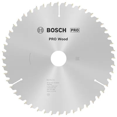 Диск циркулярен за рязане Bosch на дърво напречно надлъжно с HM пластини 216 мм, 30 мм, 1.4 мм, 48 z, PRO Wood
