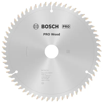 Диск циркулярен за рязане Bosch на дърво напречно надлъжно с HM пластини 216 мм, 30 мм, 1.4 мм, 60 z, PRO Wood
