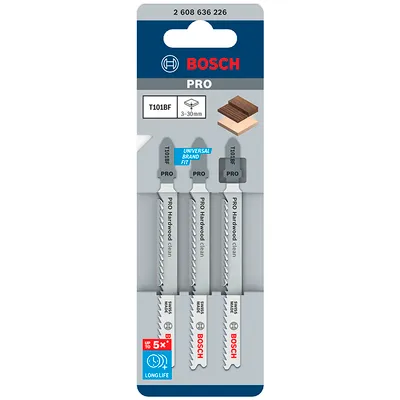 Нож за зеге Bosch с T-захват за дърво комплект 100 мм, 9 TPI, праволинейно, 3 бр., PRO Hardwood clean T101BF