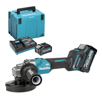 Акумулаторен ъглошлайф Makita с 2 батерии и зарядно, 40 V, 4 Ah, 125 мм, 8500 об./мин, GA008GM201