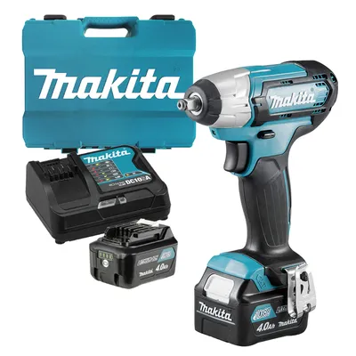 Акумулаторен гайковерт Makita с колекторен двигател   с 2 батерии и зарядно, 10.8 V, 4 Ah, 140 Nm, квадрат, 3/8", TW140DSME