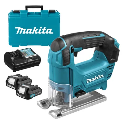 Акумулаторен прободен трион зеге Makita с 2 батерии и зарядно, 10.8 V, 2 Ah, 0-2900 хода/мин, 18 мм, JV101DWAE