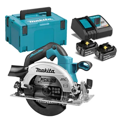 Акумулаторен ръчен циркуляр Makita  с 2 батерии и зарядно, 18 V, 5 Ah, ф 165 мм, 0-450/0-1500 об./мин, DHS660RTJ