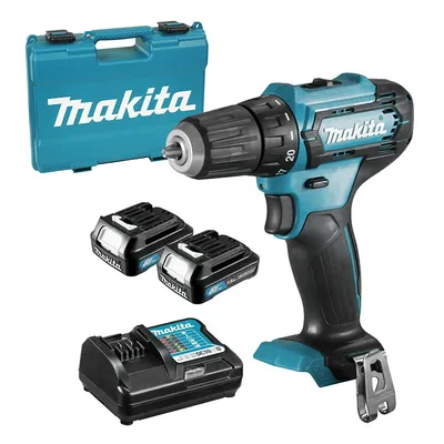 Акумулаторен винтоверт Makita с колекторен двигател   с 2 батерии и зарядно, 12 V, 1.5 Ah, 30 Nm, 0.8-10 мм, DF333DWYE
