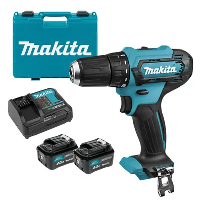 Акумулаторен винтоверт Makita с колекторен двигател с 2 батерии и зарядно, 12 V, 4 Ah, 30 Nm, 0.8-10 мм, DF333DSME