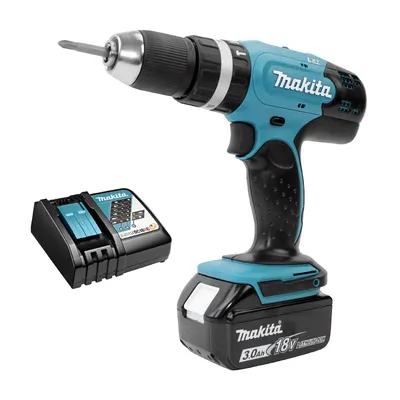 Акумулаторен винтоверт Makita ударен с 1 батерия и зарядно, 18 V, 3 Ah, 42 Nm, 1.5-13 мм, DHP453RFX8