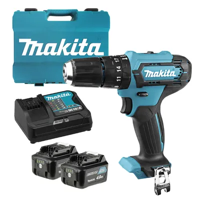Акумулаторен винтоверт Makita ударен   с 2 батерии и зарядно, 12 V, 4 Ah, 30 Nm, 0.8-10 мм, HP333DSME