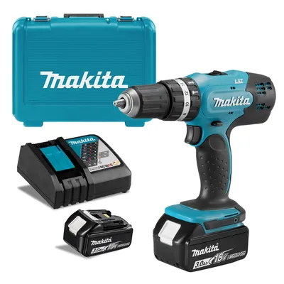 Акумулаторен винтоверт Makita ударен с 2 батерии и зарядно, 18 V, 3 Ah, 42 Nm, 1.5-13 мм, DHP453RFE