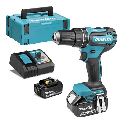 Акумулаторен винтоверт Makita ударен с 2 батерии и зарядно, 18 V, 3 Ah, 50 Nm, 1.5-13 мм, DHP485RFJ