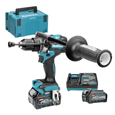 Акумулаторен винтоверт Makita ударен с 2 батерии и зарядно, 40 V, 2.5 Ah, 140 Nm, 1.5-13 мм, HP001GD201