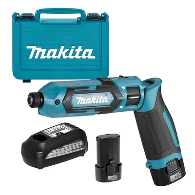 Акумулаторен винтоверт Makita ударен с 2 батерии и зарядно, 7.2 V, 1.5 Ah, 25 Nm, 1/4", шестостен, TD022DSE