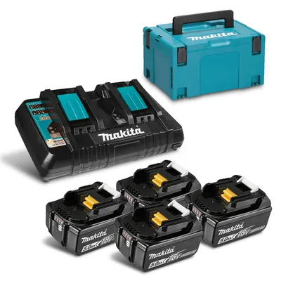 Акумулаторна батерия Makita Li-Ion със зарядно у-во 18 V, 5 Ah, 4 бр., MKP3PT184