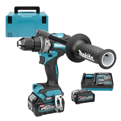 Акумулаторна бормашина Makita  с 2 батерии и зарядно, 40 V, 4 Ah, 140 Nm, 0-650/0-2600 об./мин, 1.5-13 мм, DF001GM201