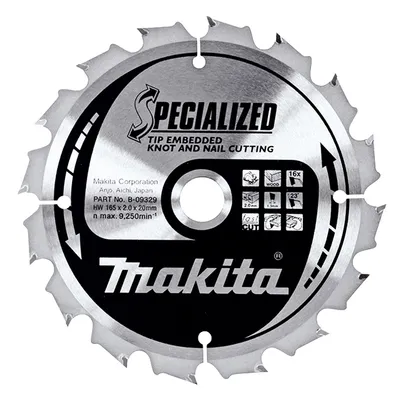 Диск циркулярен за рязане Makita на дърво напречно надлъжно с HM пластини 165 мм, 20 мм, 1.25 мм, 24 z, Specialized