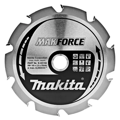 Диск циркулярен за рязане Makita на дърво напречно надлъжно с HM пластини 165 мм, 20 мм, 1.4 мм, 10 z, Makforce