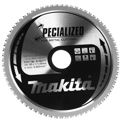 Диск циркулярен за рязане Makita на метали с HM пластини  185 мм, 30 мм, 1.3 мм, 70 z, Specialized