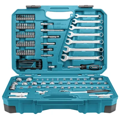 Гедоре комплект Makita вложки с ръчни инструменти 120 бр., 1/4" - 3/8", E-06616