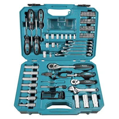 Гедоре комплект Makita вложки с ръчни инструменти 87 бр., 1/4" - 1/2", E-08458