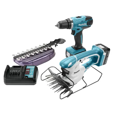 Комплект акумулаторни инструменти Makita    с 2 батерии и зарядно, DF347D, UM165D, 14.4 V, 1.3 Ah, DK14004X1