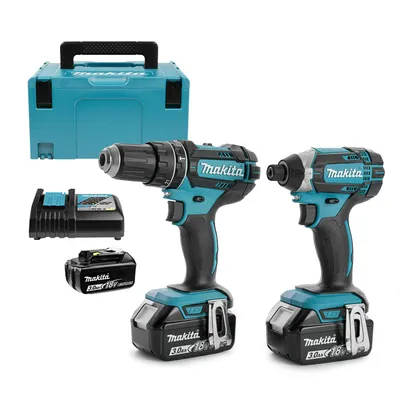 Комплект акумулаторни инструменти Makita с 3 батерии и зарядно, DDF482, DTD152, 18 V, 3 Ah, DLX2127J1