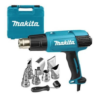 Пистолет за горещ въздух Makita електрически в куфар с аксесоари  2000 W, 200-550 л/мин, 650 °C, HG6531CK