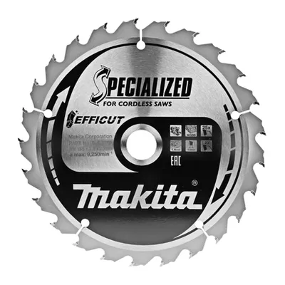 Диск циркулярен за рязане Makita на дърво фино напречно надлъжно с HM пластини 165 мм, 20 мм, 1 мм, 25 z, Efficut