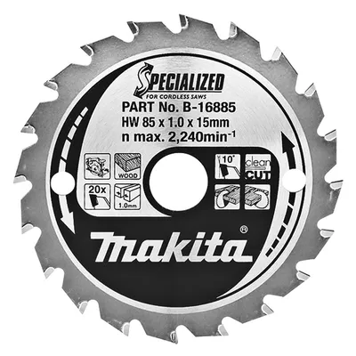 Диск циркулярен за рязане Makita на дърво грубо с HM пластини 85 мм, 15 мм, 0.7 мм, 20 z, Specialized