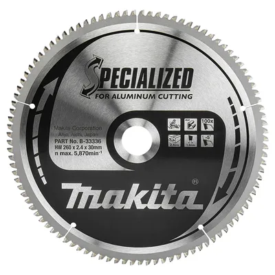 Диск циркулярен за рязане Makita на метали с HM пластини  260 мм, 30 мм, 2.4 мм, 100 z, B-33336